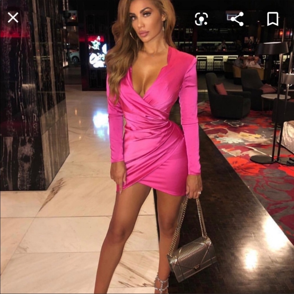 House of CB “Nelinha" gathered tux pink dress